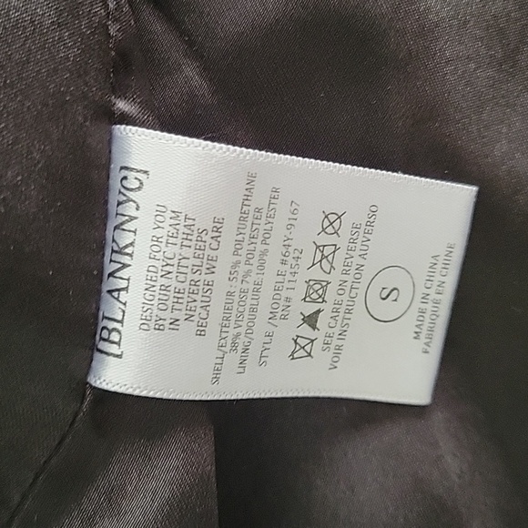 Blank NYC Vegan Leather Jacket, Tie-dye Blue and White, Size S - Picture 5 of 6